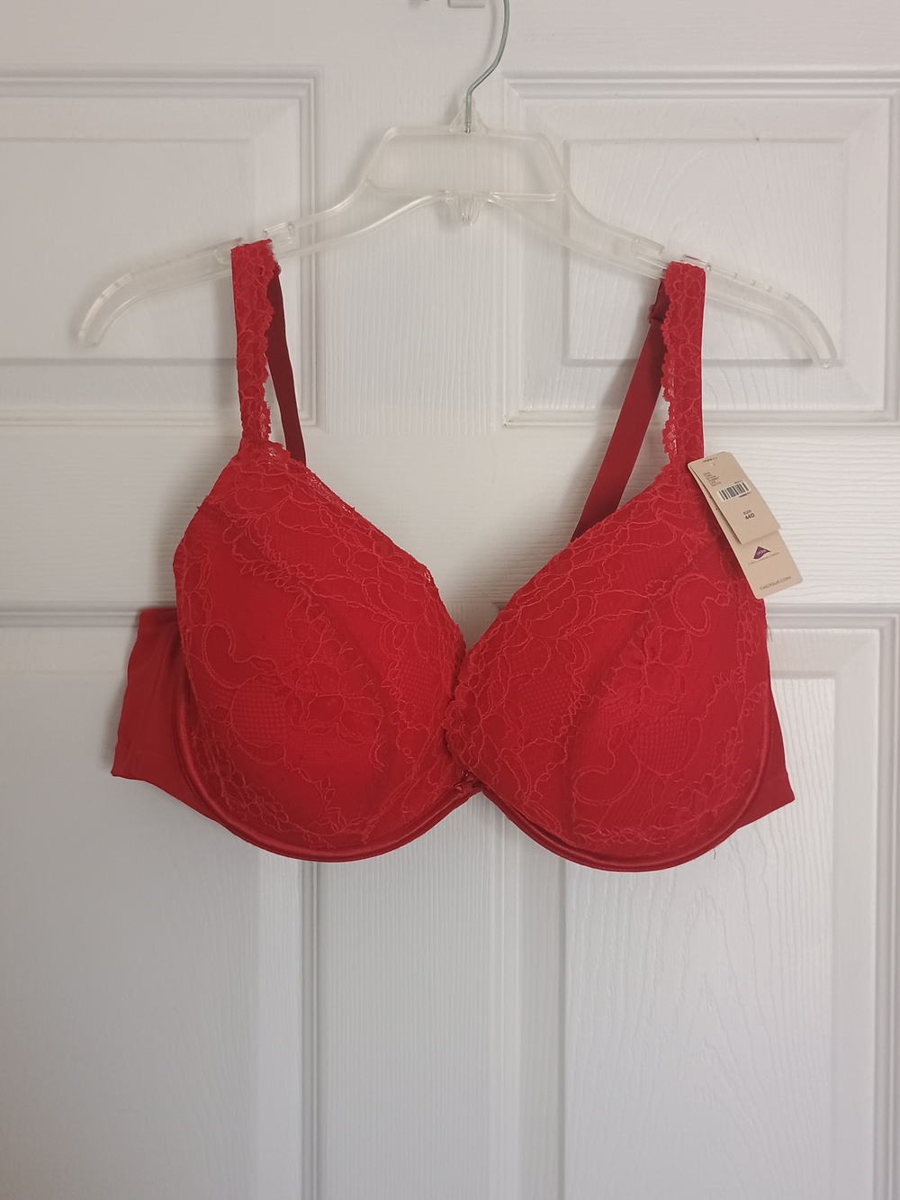 NWT Cacique Lace Plunge Cleavage Solutions Red Bra Size 44D